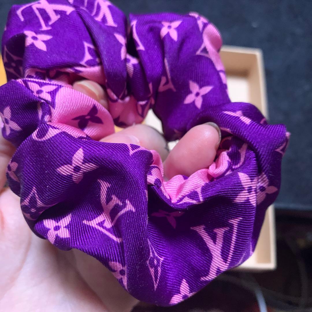 LOUIS VUITTON シルク ヘアシュシュ ピンク✖️パープル　1回使用