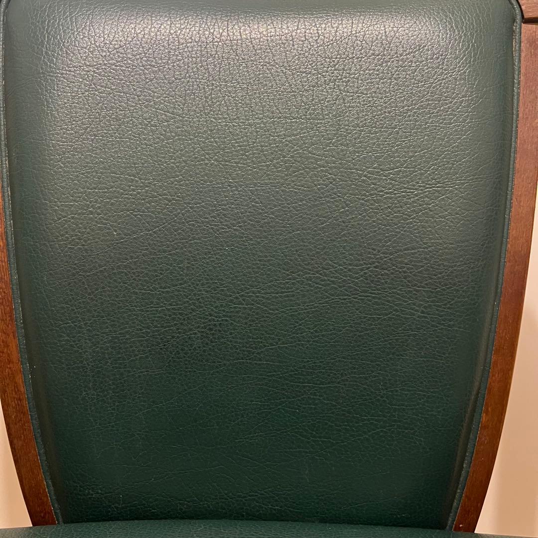 訳アリ カリモク アームチェア 緑レザー 木製椅子 キツツキ　廃盤品　送料込み③