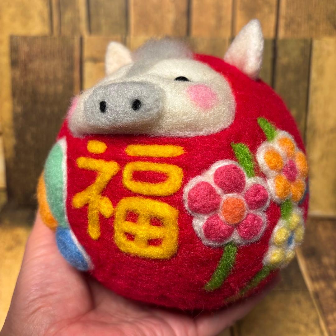 白馬赤だるま2点♡女の子だるま♡馬青だるま【羊毛フェルト・アクレーヌ】干支