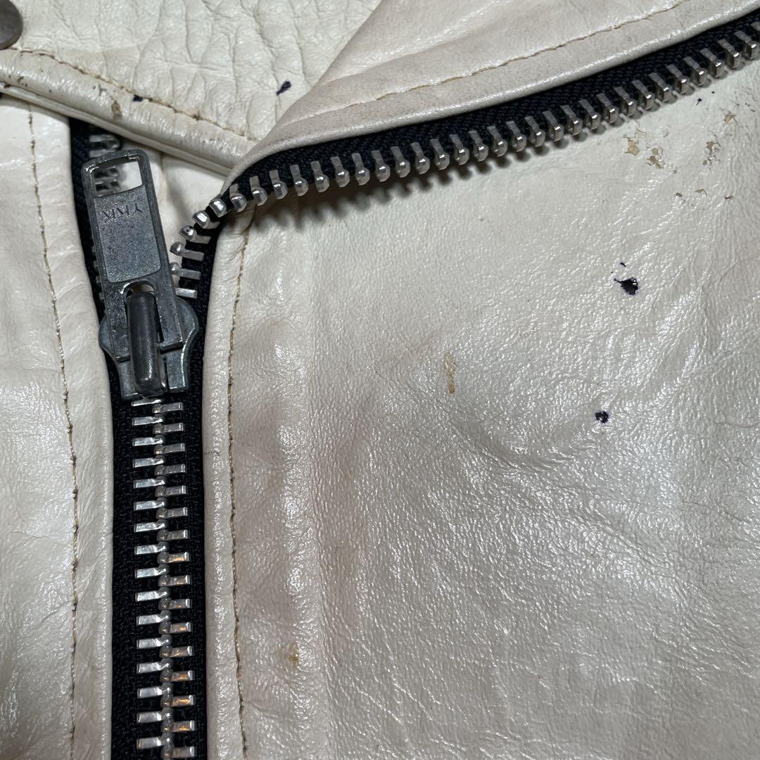 ヴィンテージ　ダブルライダース　カウレザー　ホワイト　イングランド製