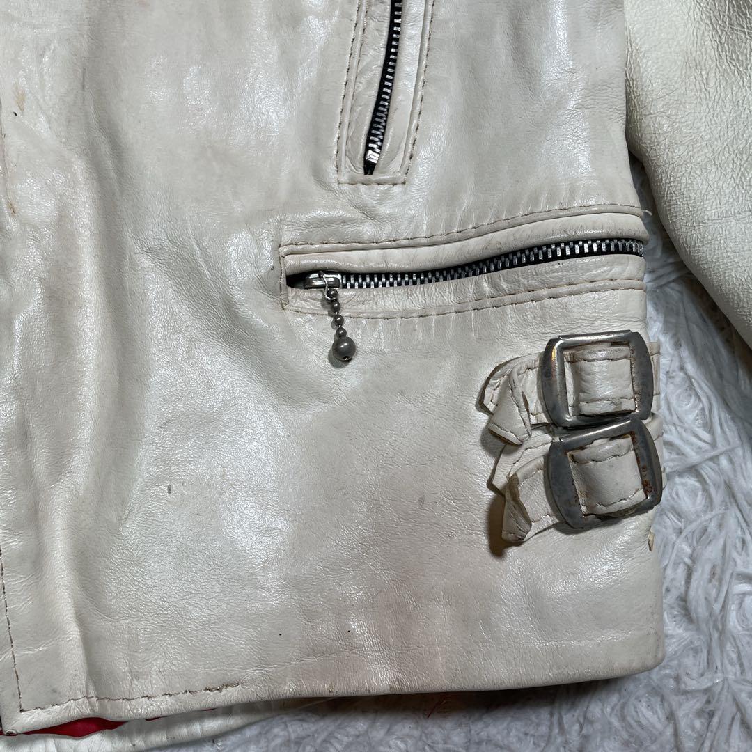 ヴィンテージ　ダブルライダース　カウレザー　ホワイト　イングランド製