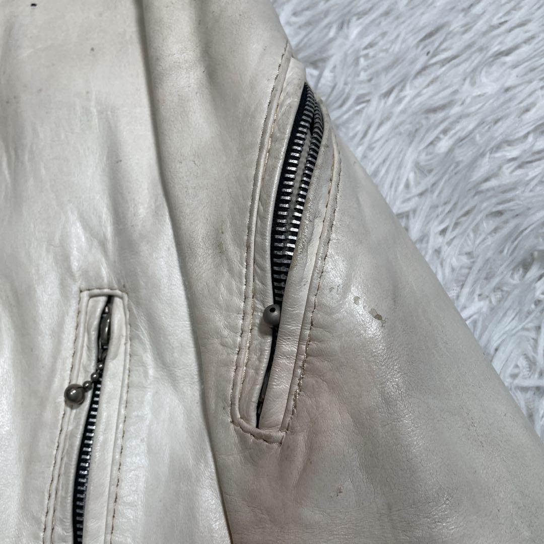 ヴィンテージ　ダブルライダース　カウレザー　ホワイト　イングランド製