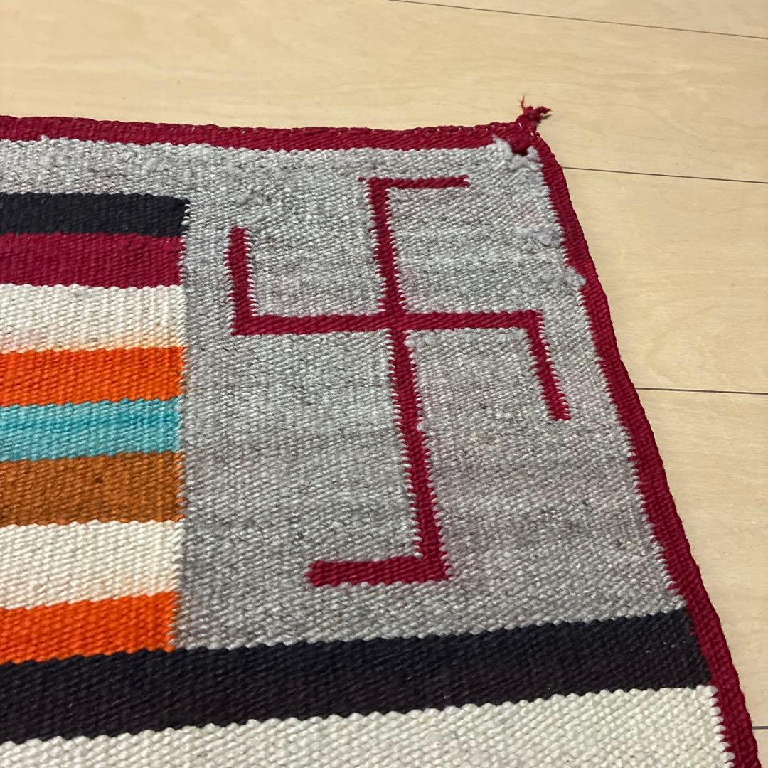 30s〜 Navajo ナバホ ビンテージ アンテーク ラグ 卍 スワスティカ