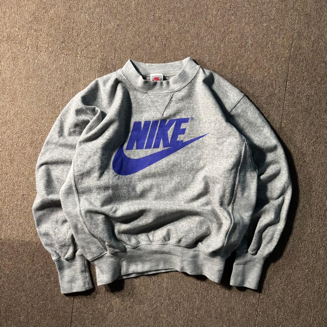 90s NIKE OLD スウェット トレーナー グレー ブルー 銀タグ 前V