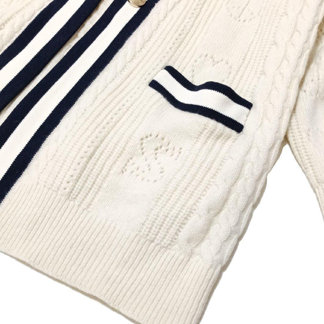 サンドロ　ウールパンチングロゴカーディガン 　金ボタン　ニット　バイカラー