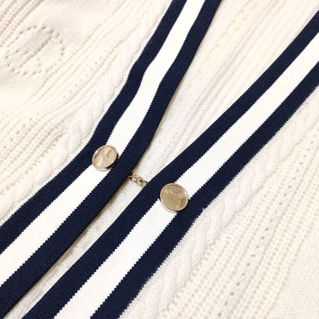 サンドロ　ウールパンチングロゴカーディガン 　金ボタン　ニット　バイカラー