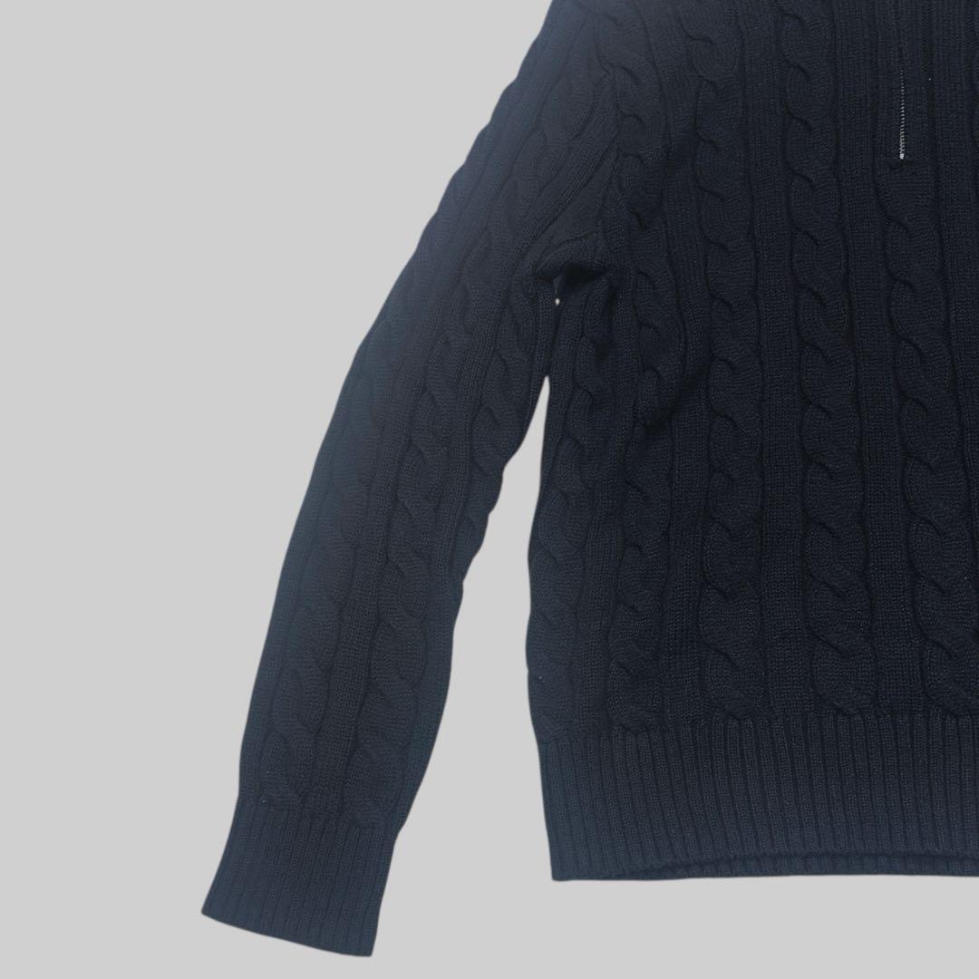 極美品　POLO RALPH LAUREN ケーブル　ニット ハーフジップ　黒
