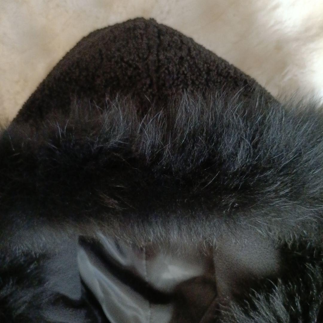 LASUD MILITARY ラシュッド ファーフーデッドボアコートBLACK❦