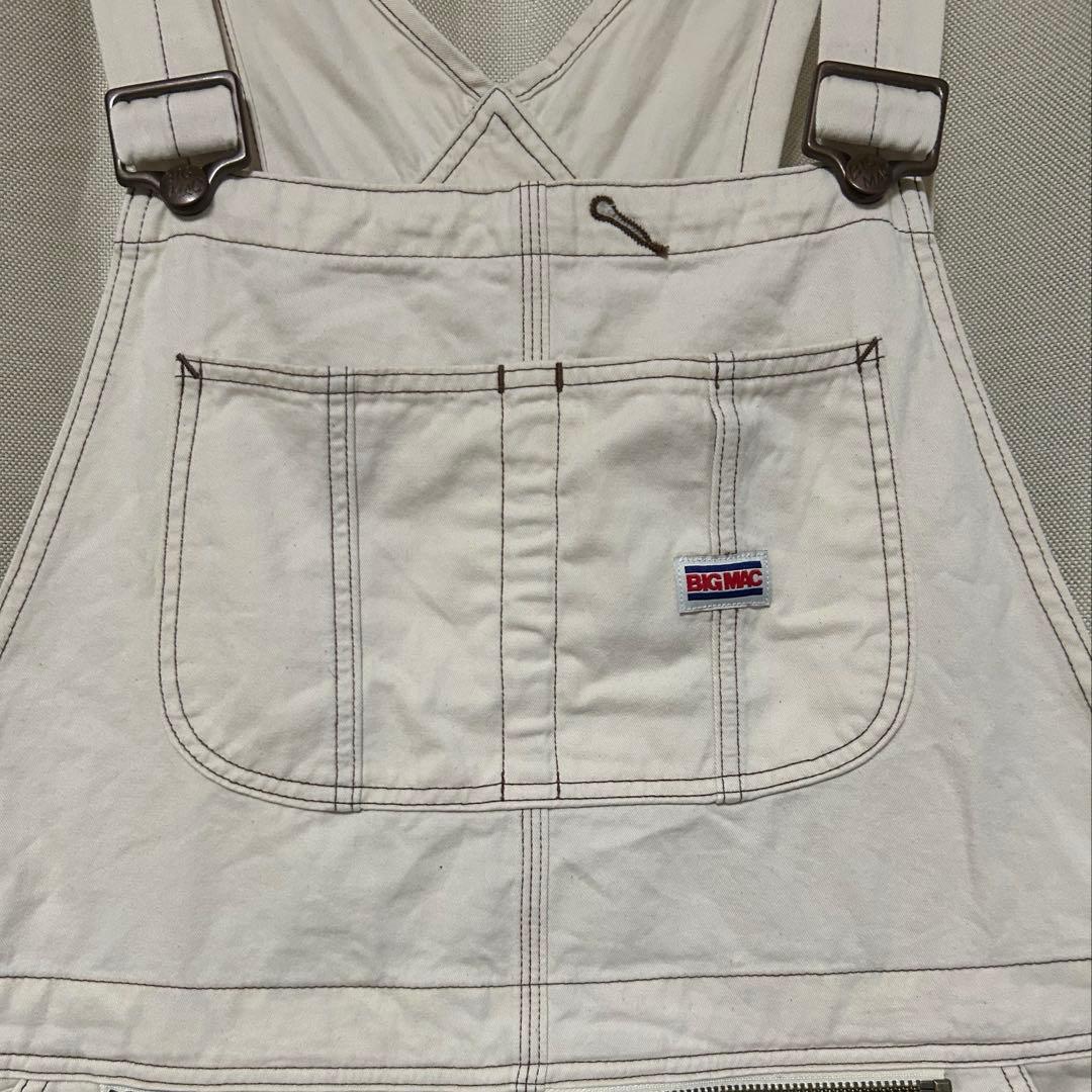 〔目立った汚れなし〕BIG MACホワイト コットン オーバーオール