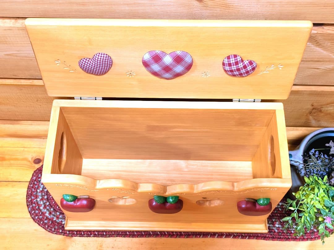 ⭐アメリカンカントリー雑貨♥ まん丸りんご ෆ ̖́-‬ の多目的収納BOX