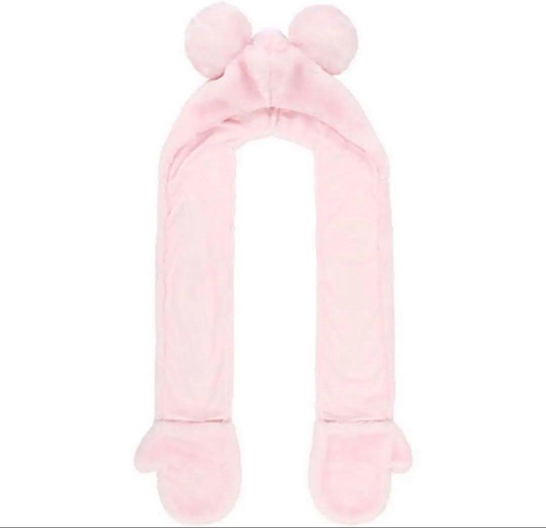 ディズニーマフラーキャップ　ピンク　ファンキャップ