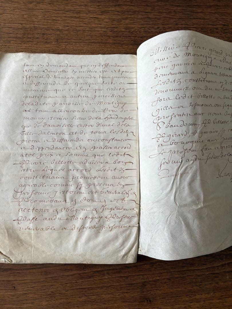 【アンティーク】羊皮紙 全12ページ綴1656年フランス 古文書