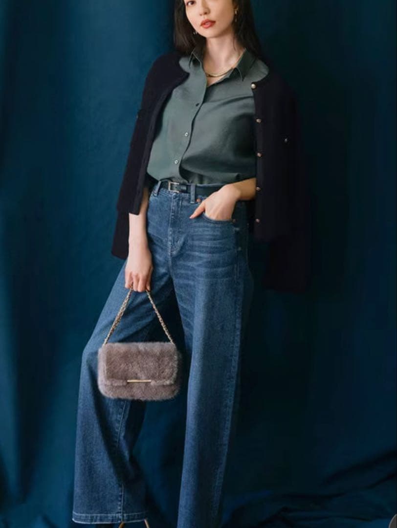 23区【洗える】ミニブークレニット カーディガン