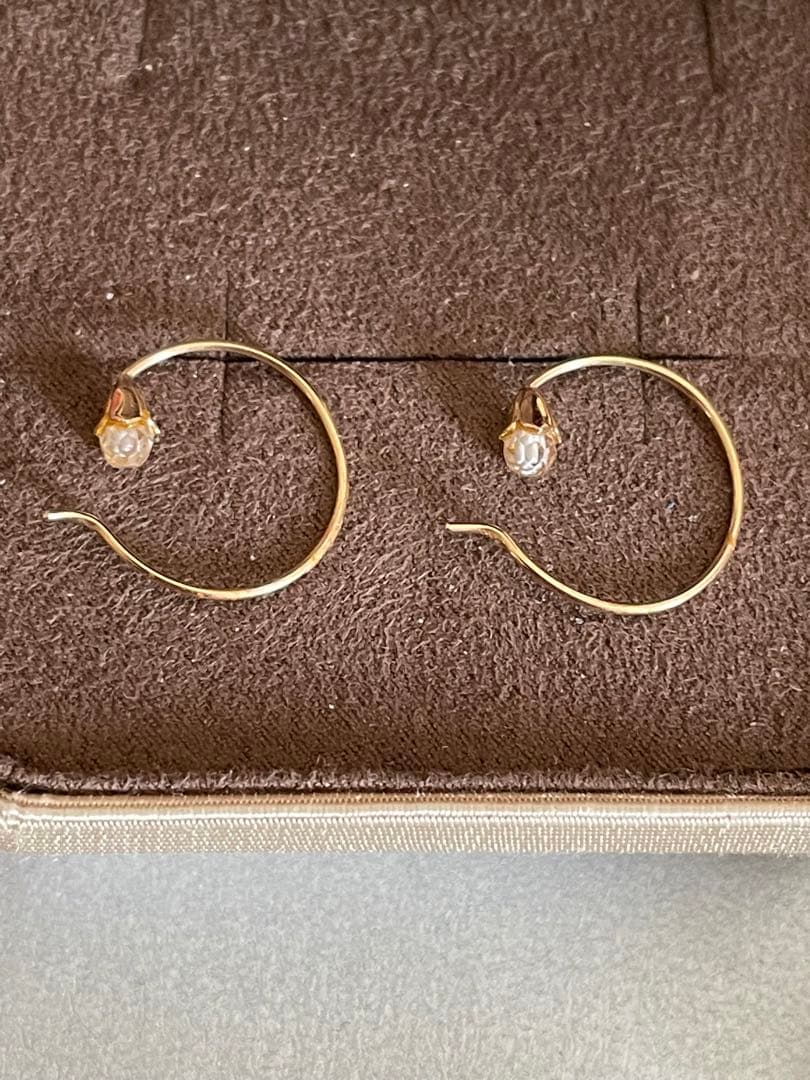 agete K10 つぼみフープピアス チャームアレンジ可能