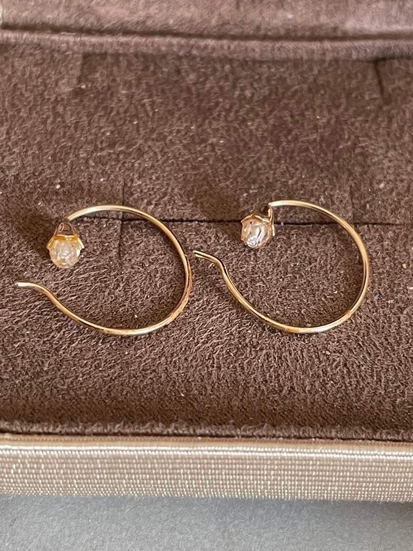 agete K10 つぼみフープピアス チャームアレンジ可能