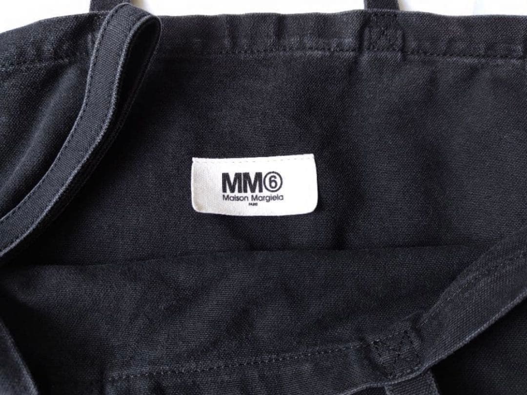 MM6 ブラックトートバッグ、ショルダーバッグ