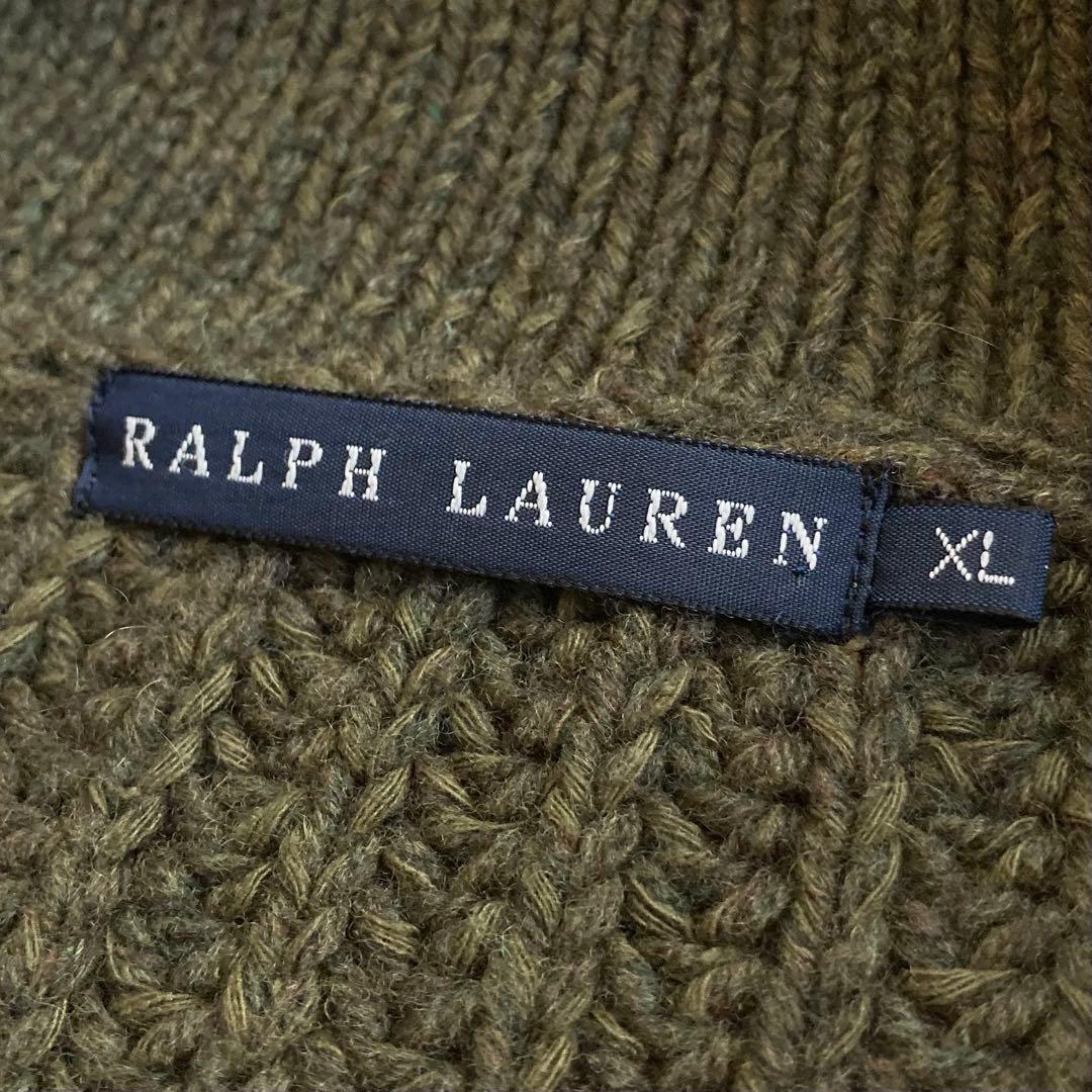 ラルフローレン ローゲージ ウール シルク ニット ジャケット XL オリーブ
