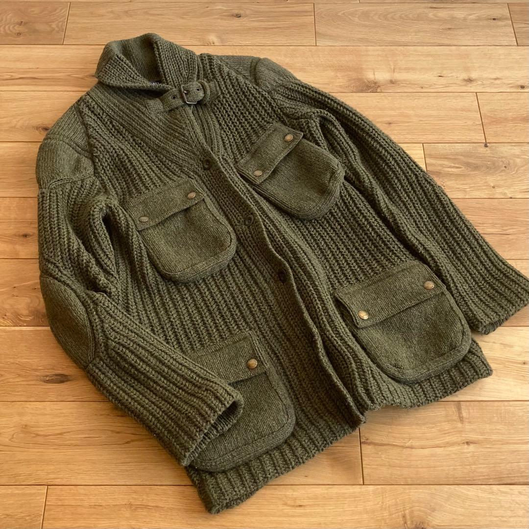 ラルフローレン ローゲージ ウール シルク ニット ジャケット XL オリーブ