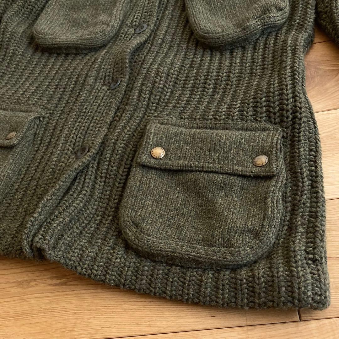 ラルフローレン ローゲージ ウール シルク ニット ジャケット XL オリーブ