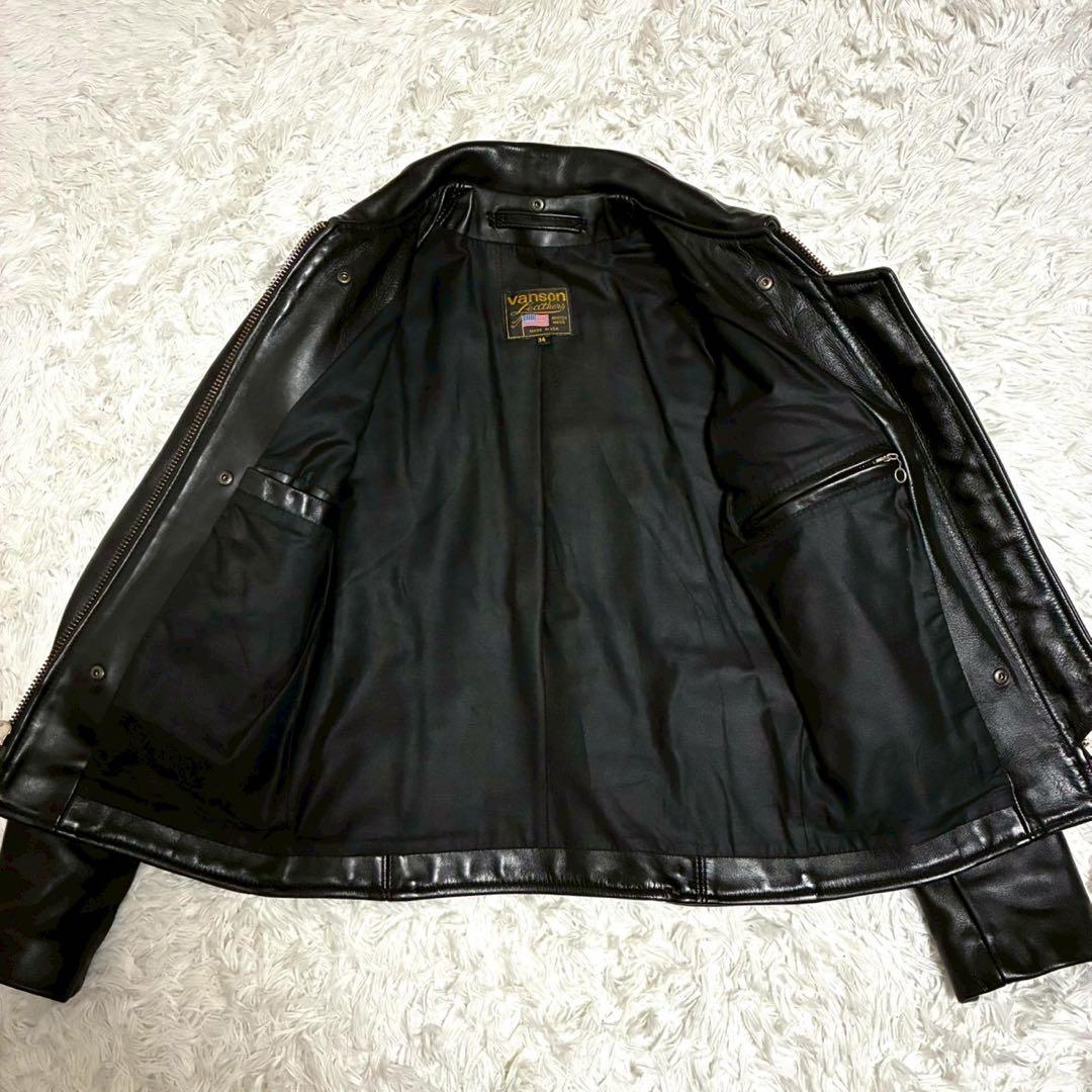 vanson レザージャケット エンフィールド　USA製　黒 ゴールド金具　34