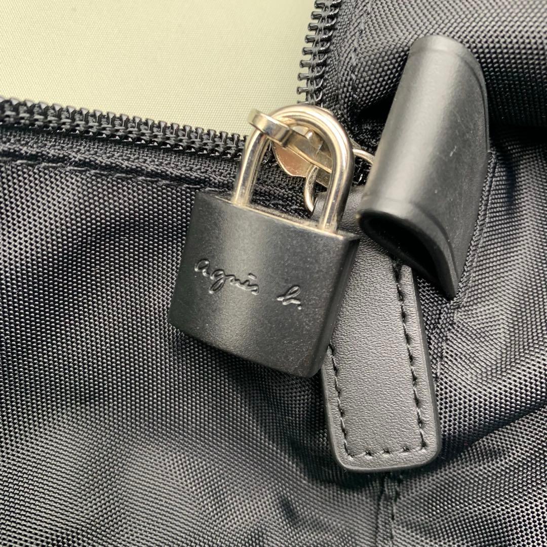 未使用級 アニエスベー ボヤージュ ボストンバッグ 2way ナイロン 牛革 黒