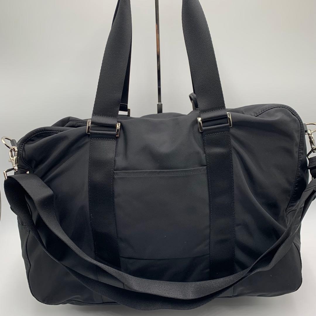 未使用級 アニエスベー ボヤージュ ボストンバッグ 2way ナイロン 牛革 黒