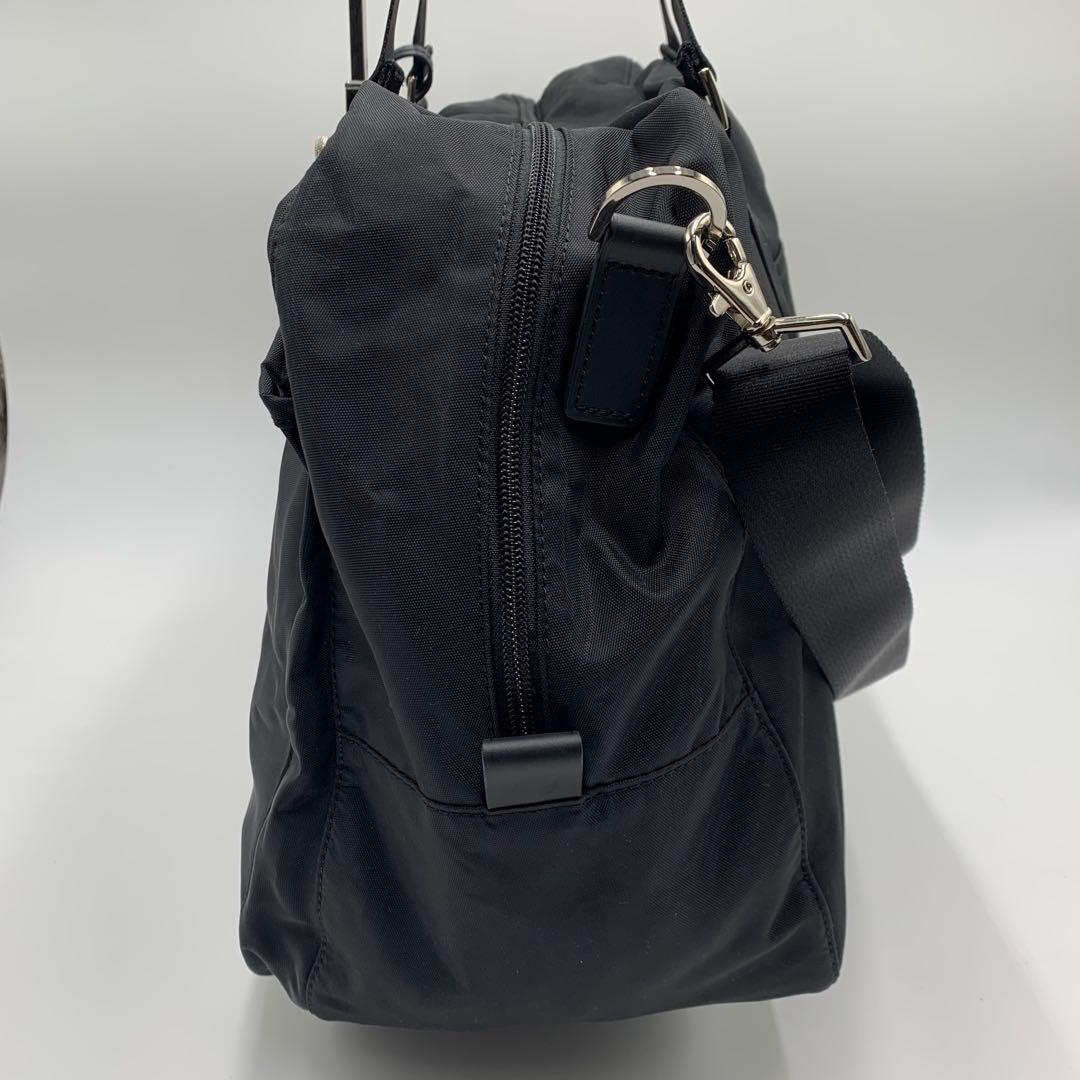 未使用級 アニエスベー ボヤージュ ボストンバッグ 2way ナイロン 牛革 黒