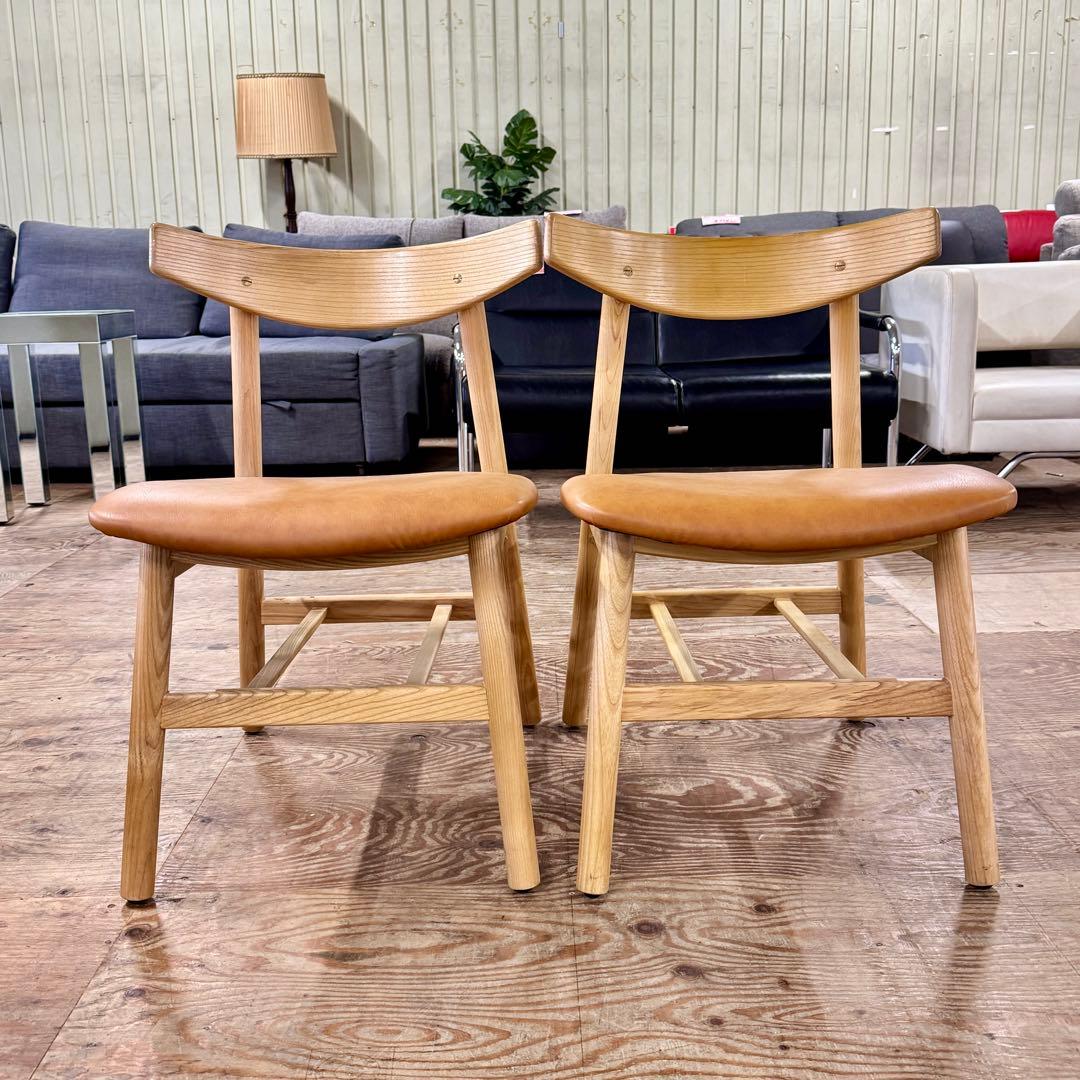 #002 LCC Cafe Chair ブラウン木製ダイニングチェア2脚セット