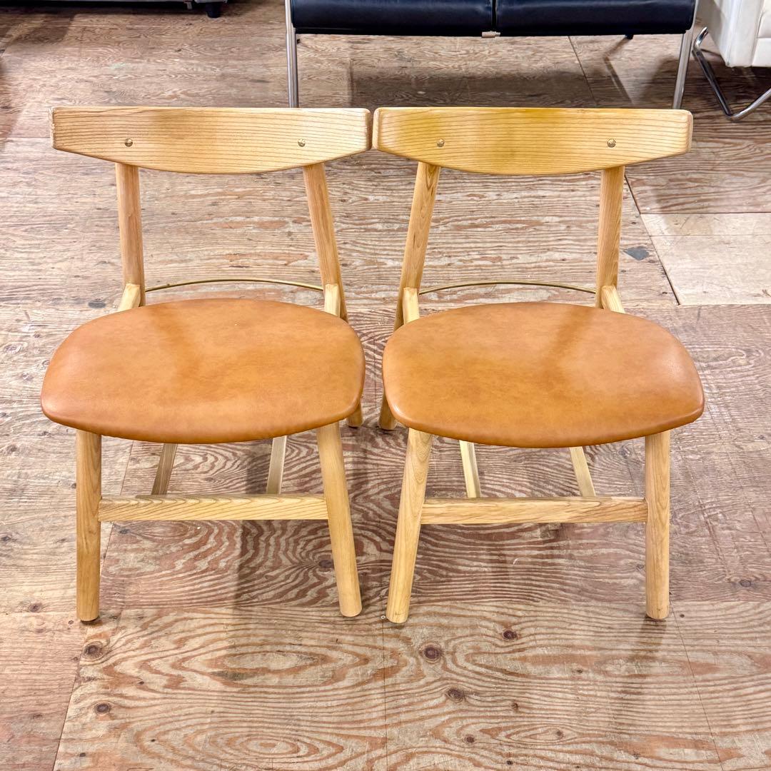 #002 LCC Cafe Chair ブラウン木製ダイニングチェア2脚セット