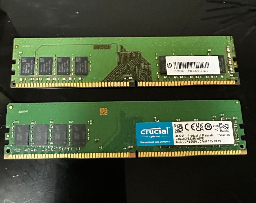 HP & crucial 16GB(8GB×2） DDR4 2666