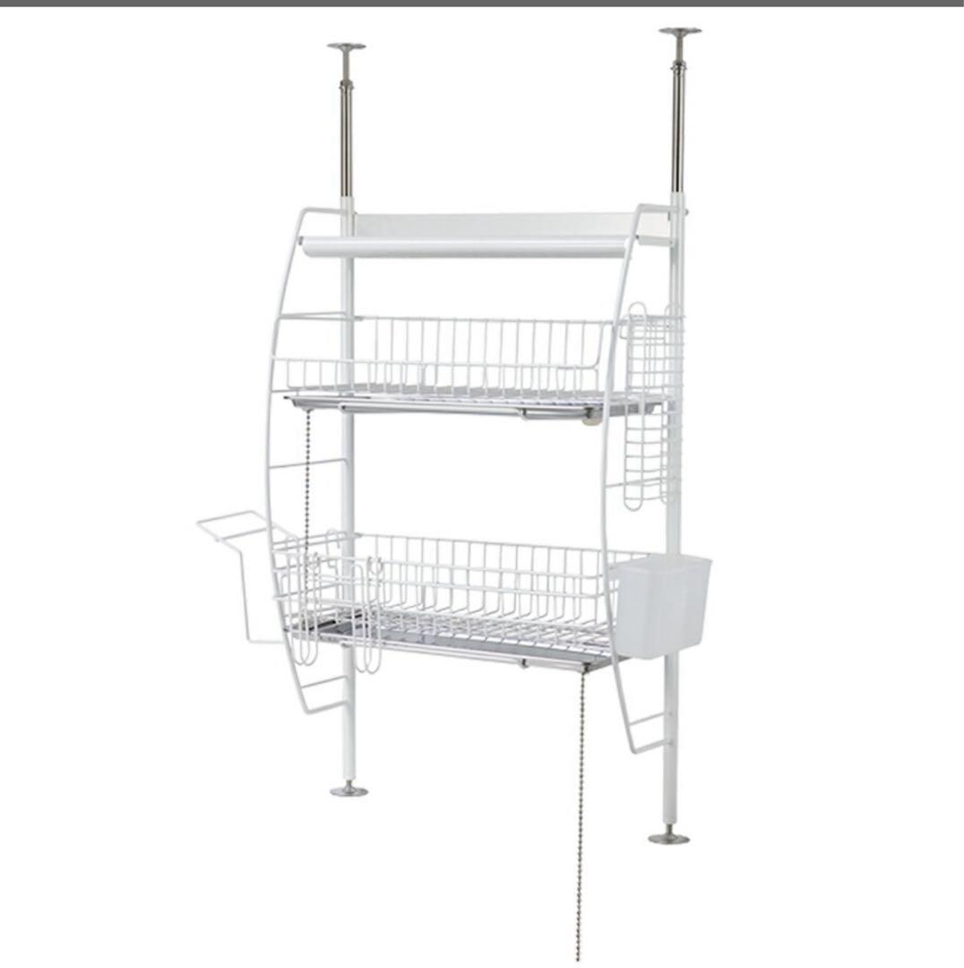 【未使用品】水切りラック 水切り シンク上 つっぱり 燕三条 ホワイト