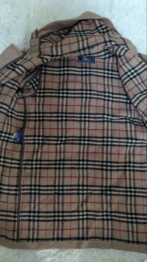 バーバリー　ダッフルコート ノバチェック　フード付　ベージュ