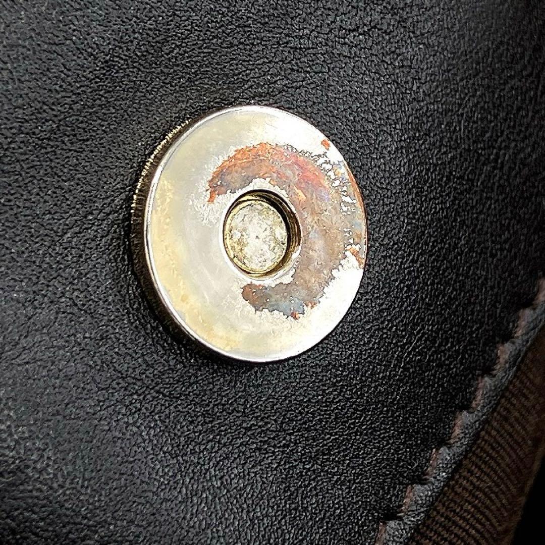 【GUCCI】トートバッグ　ホースビット型押し　スタッズ　レザー　ダークブラウン