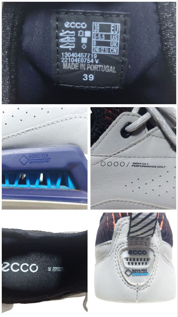 ECCO BIOM C4 ゴアテックス ゴルフシューズ グレー 39