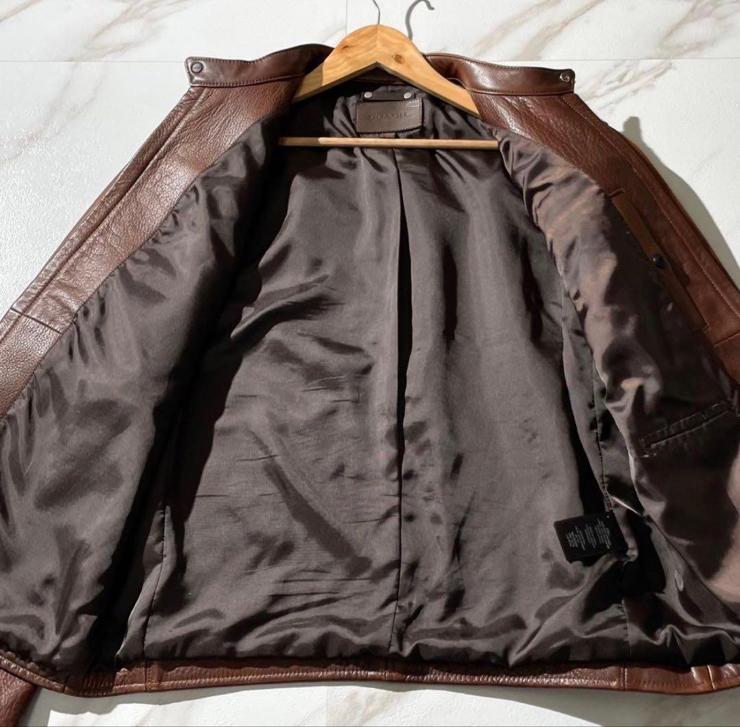 COACH ブラウン シングルライダースジャケット