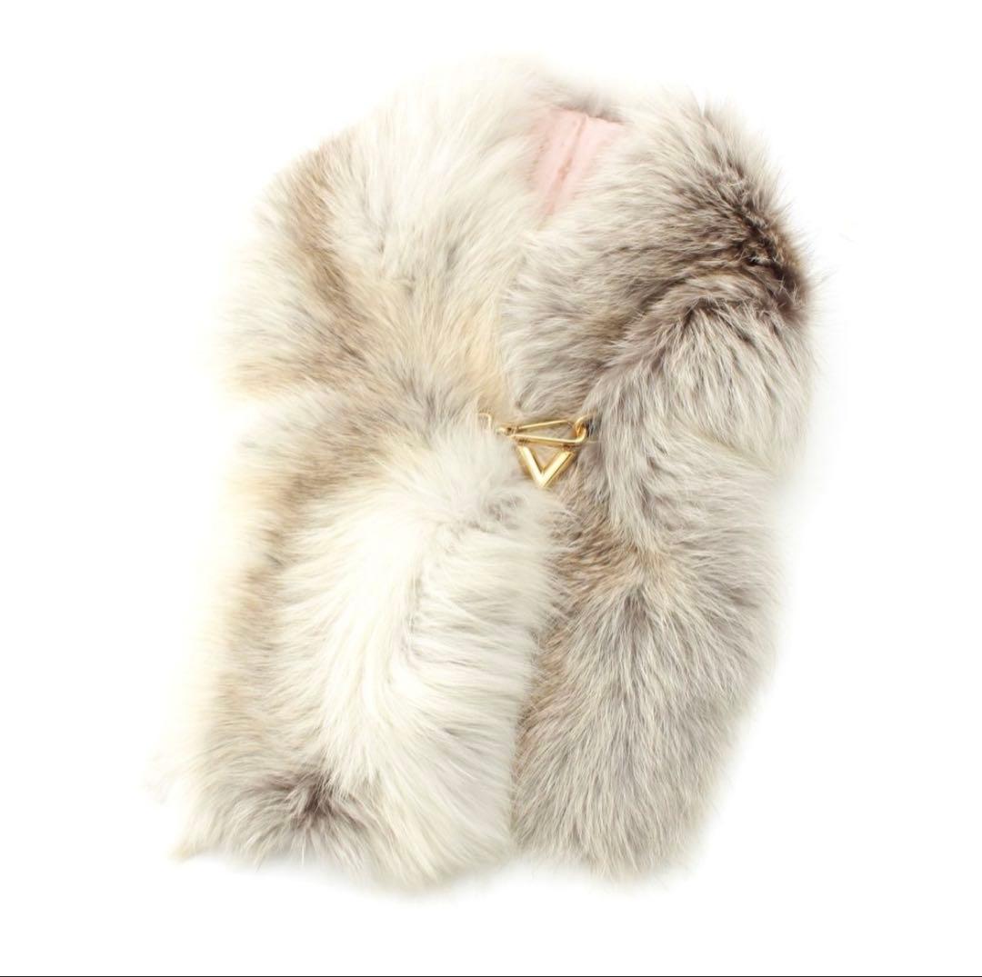 【新品】　ルイヴィトン　V金具　フォックス　ファー　マフラー　モノグラム　ピンク