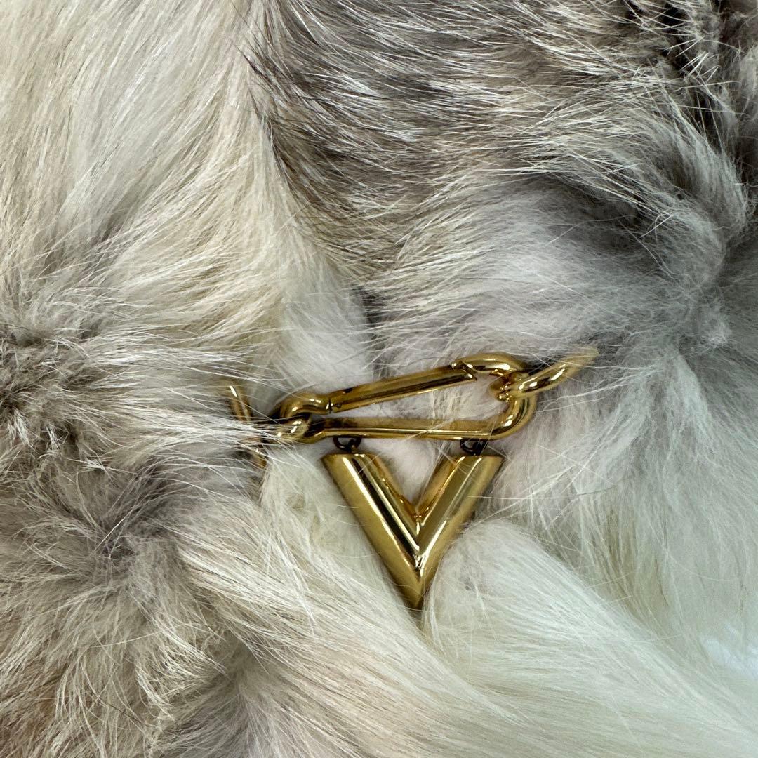 【新品】　ルイヴィトン　V金具　フォックス　ファー　マフラー　モノグラム　ピンク