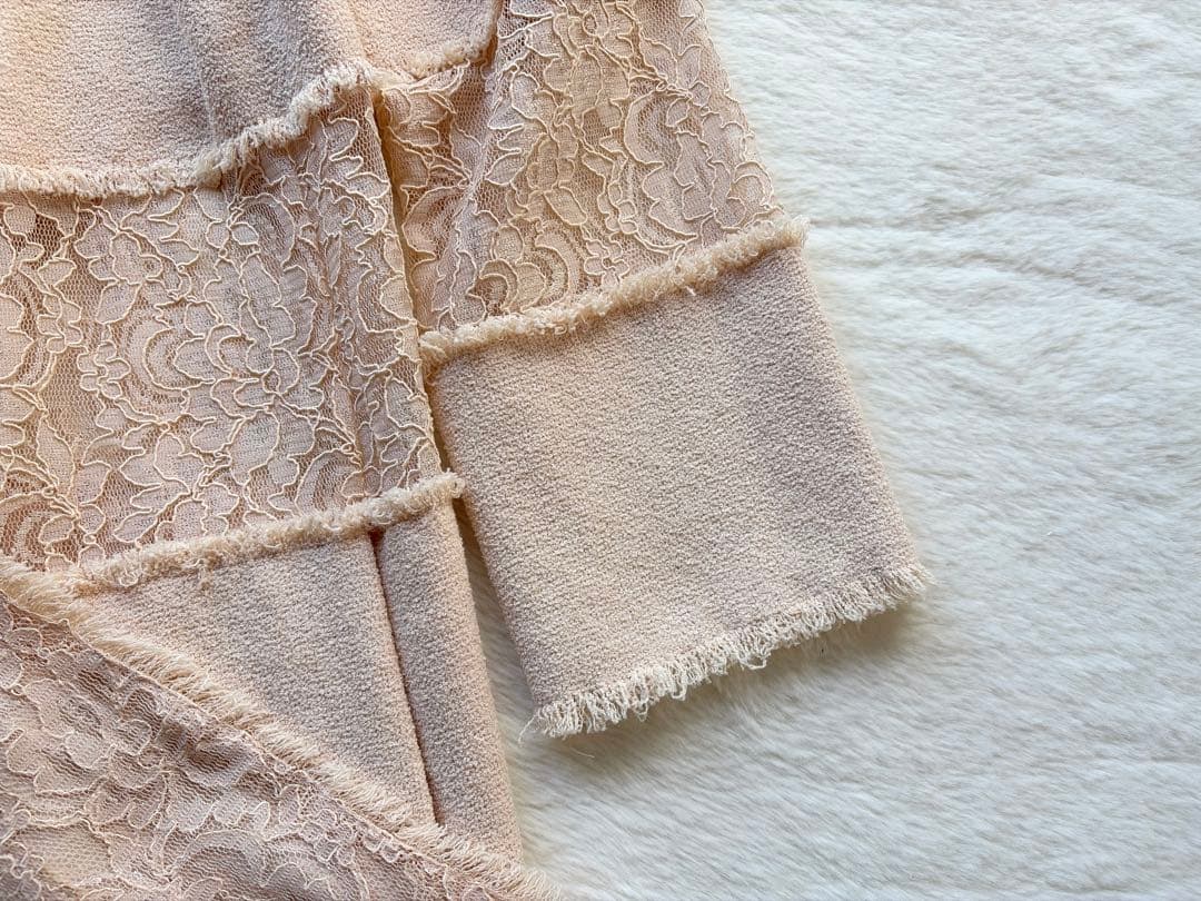 エドワードアシュールEDWARD ACHOUR レース　装飾　ロングカーディガン