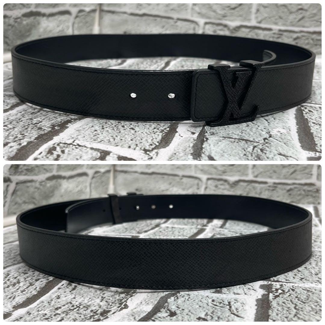 付属品完備 ルイヴィトン ベルト イニシャル LVロゴ タイガ 黒 85サイズ