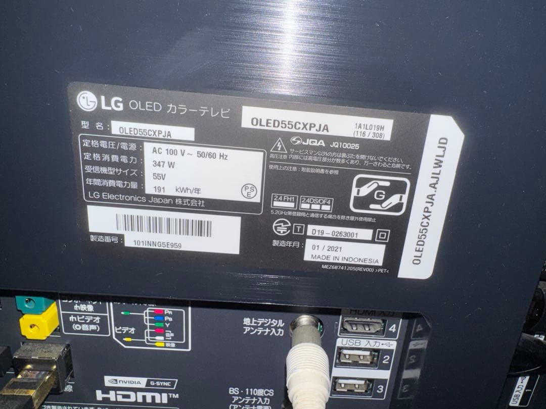 LG OLEDテレビ55インチOLED55CXPJ-Aドット抜け画面焼き付きあり