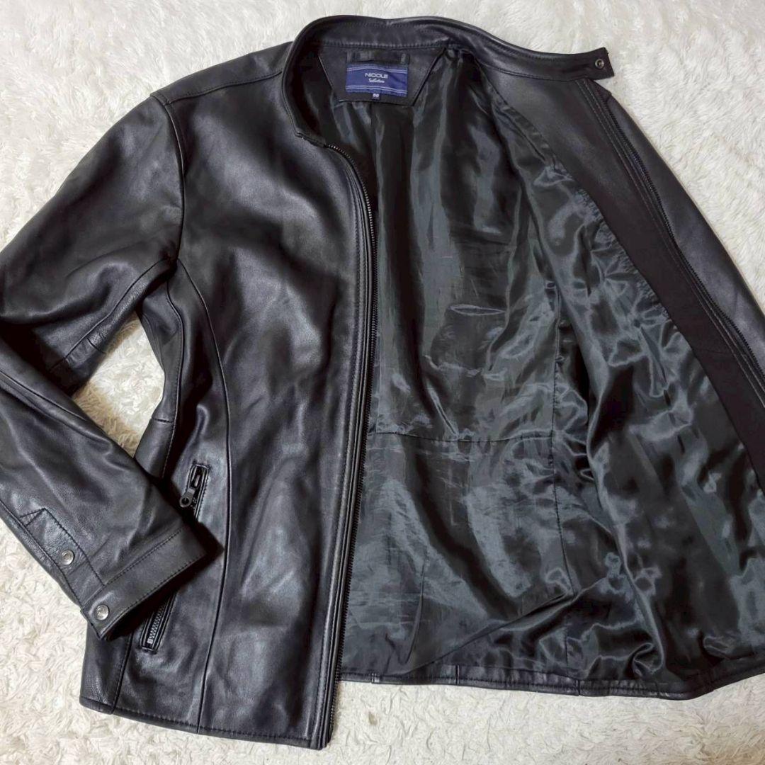 美品✨　ニコルセレクション　シングルライダース　ラムレザー　羊革　メンズ　50