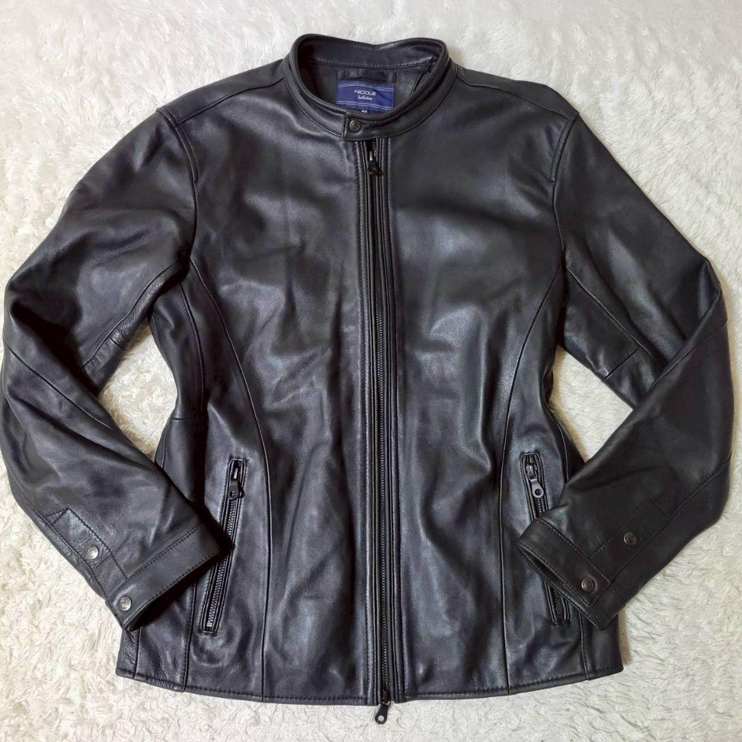 美品✨　ニコルセレクション　シングルライダース　ラムレザー　羊革　メンズ　50