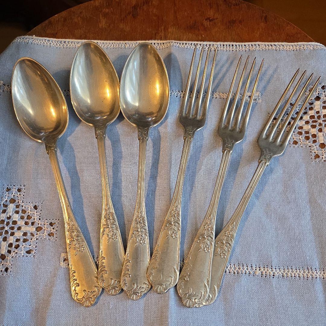 フランス　アンティーク　カトラリーセット スプーン3本 フォーク3本