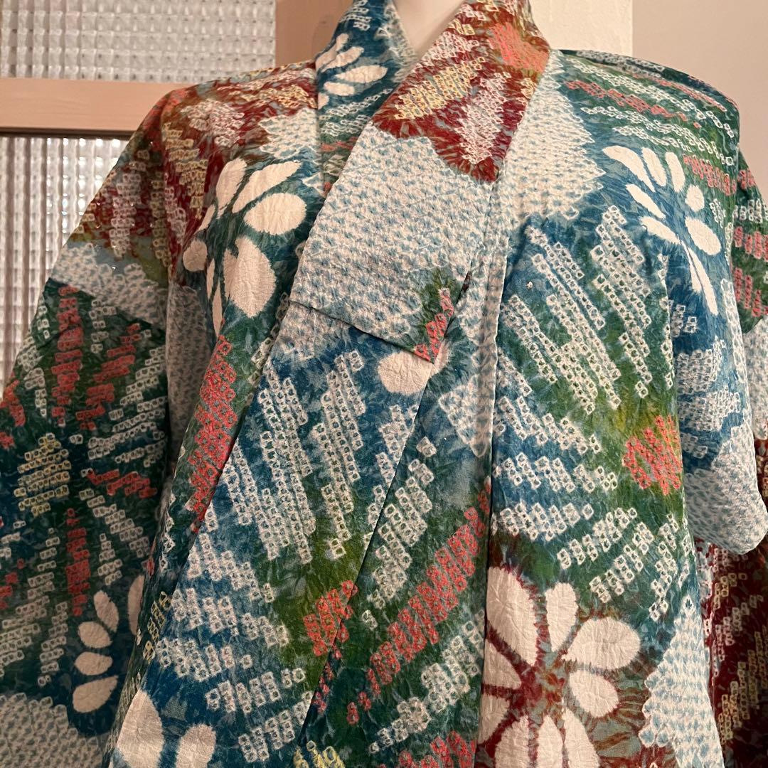 美品　有松絞り　総絞り　浴衣 夏物　パステル