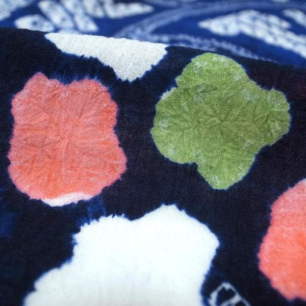 浴衣 本場有松鳴海絞り 単衣 夏物 木綿 綿 裄64.5 Ｍ 中古 sn1779