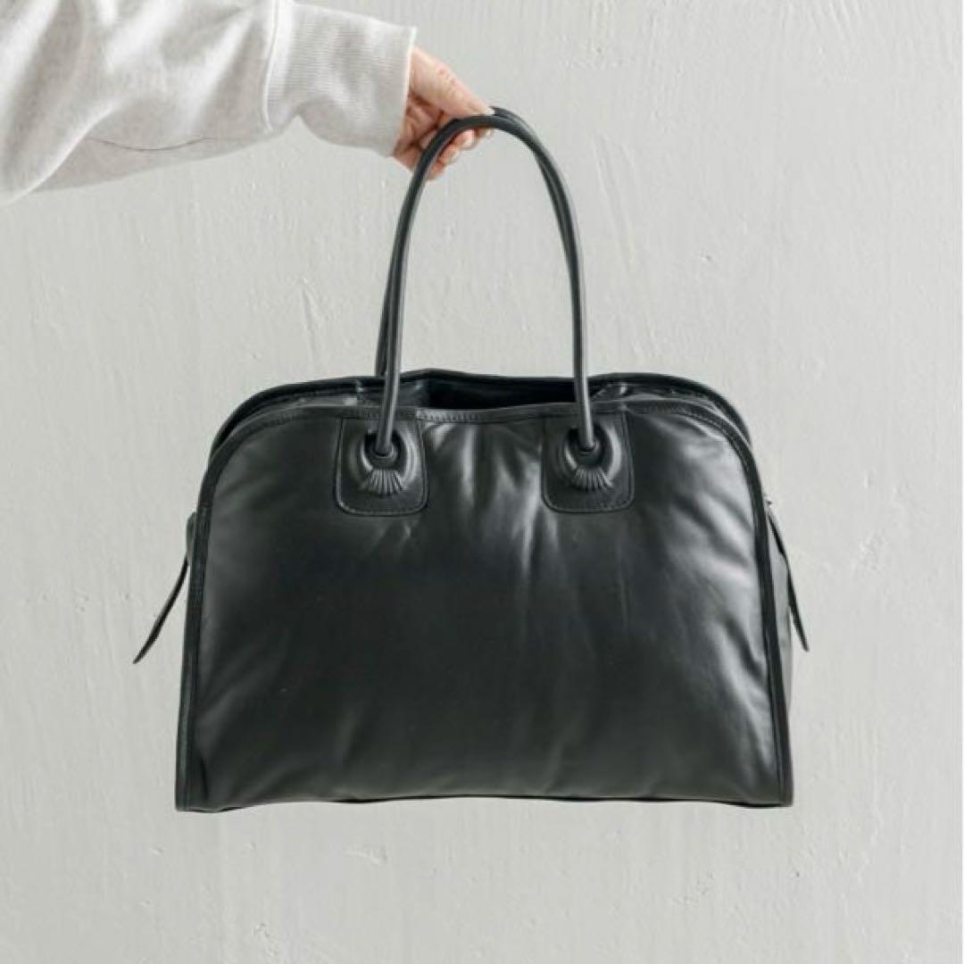 【美品】ear PAPILLONNER エンボスボストンバッグ Lサイズ　黒