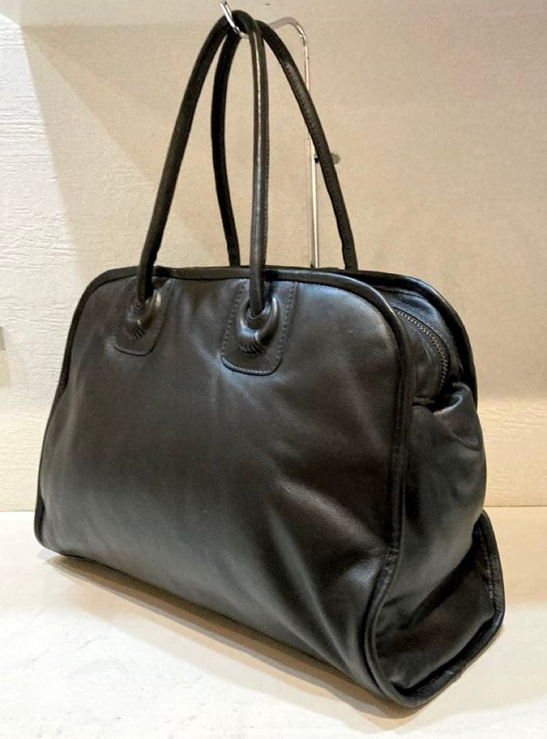 【美品】ear PAPILLONNER エンボスボストンバッグ Lサイズ　黒