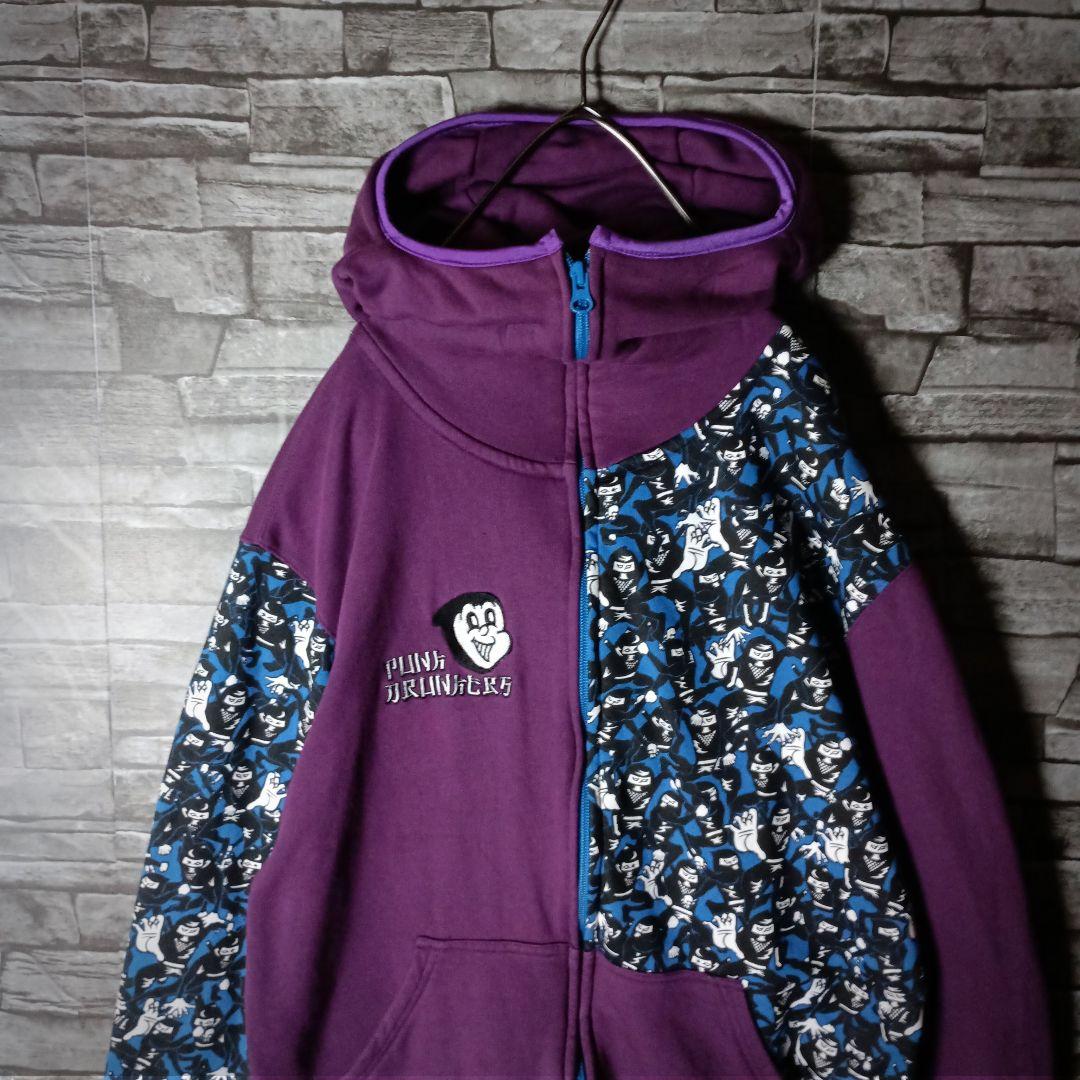 ここまでやる？☆パンクドランカーズ忍者パーカー 切替忍者柄 刺繍 忍者フード