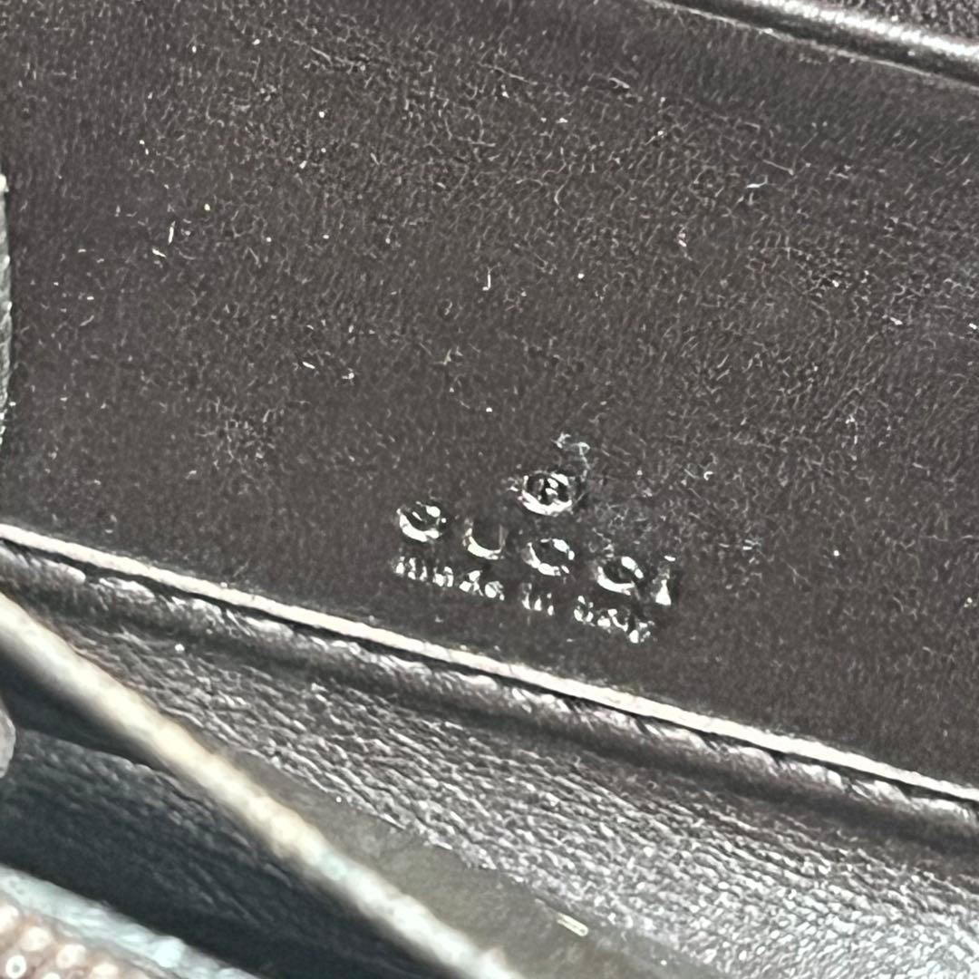GUCCI 長財布　GGロゴ　シマ　レザー　ラウンドファスナー