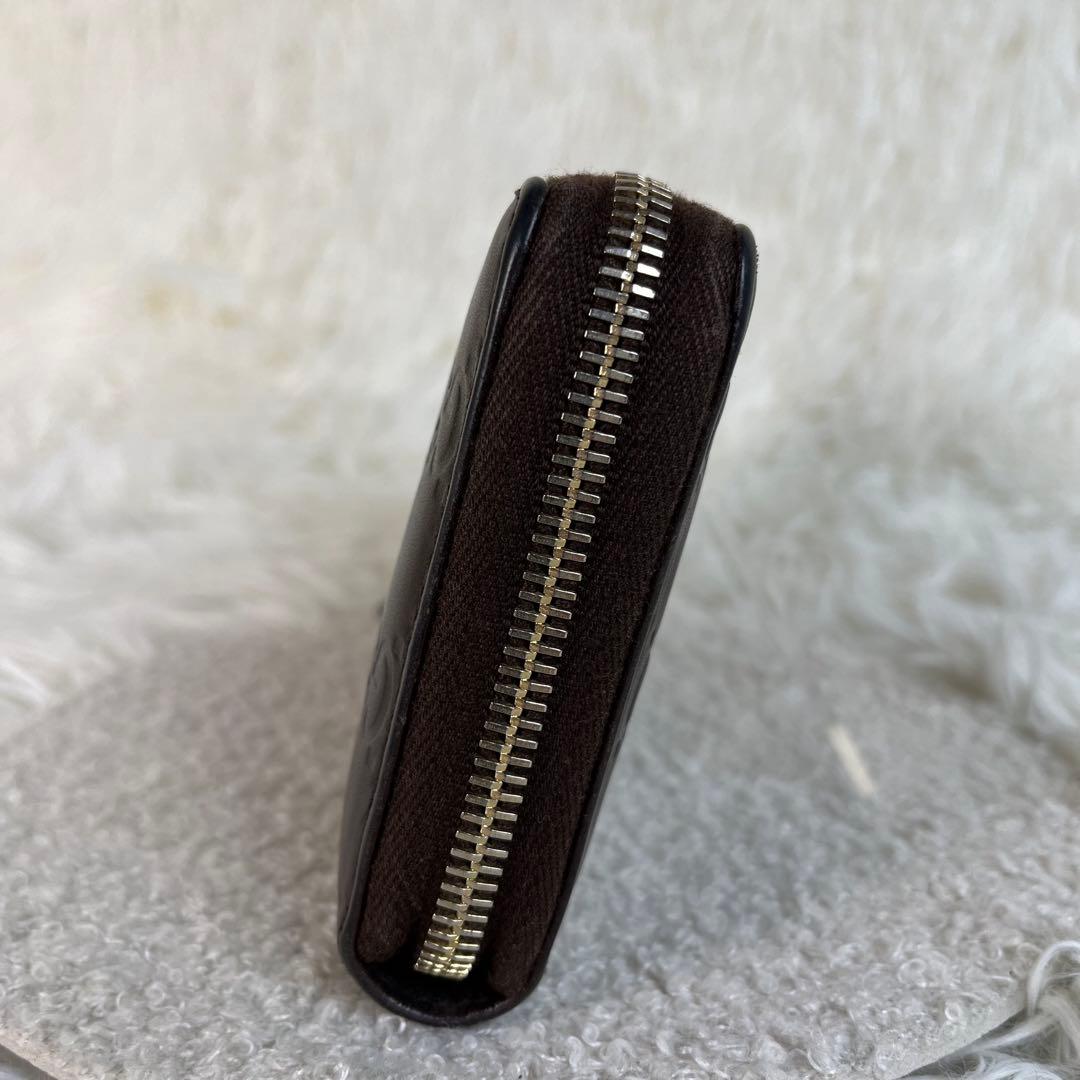 GUCCI 長財布　GGロゴ　シマ　レザー　ラウンドファスナー